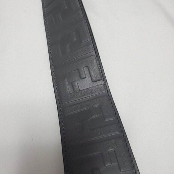 Fendi FF M onogram Gray Leather Shoulder Strap - Picture 2 of 8